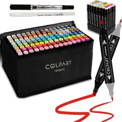 120 Colors Alcohol Markers Brush Tip Dual
