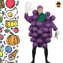 Unisex Purple Grapes Costume Bodysuit Balloon Pockets