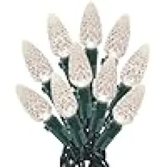 Warm White C6 Christmas Lights with Green Wire