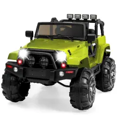 Best Choice Products 12V Kids Ride On Truck Car w/ Remote Control, Spring Suspension, Bluetooth, LED Lights Green