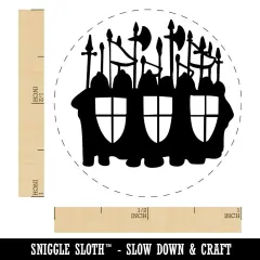 Knights Soldiers Medieval Army Shields Spears Self-Inking Rubber Stamp Crafting Yellow