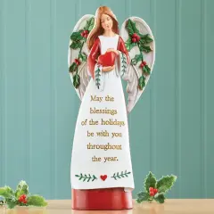 Collections Etc Sentiment Holiday Angel Figurine Holding a Heart