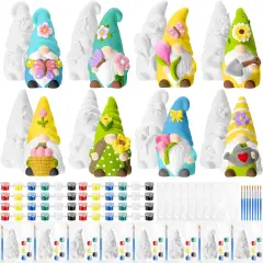 8 Pcs Spring Gnome Ceramics to Paint Ready to Paint Your Own Ceramic Gnome Statues DIY