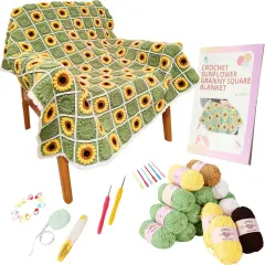 Crochet Sunflower Blanket Kit for Beginners