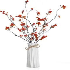 6 Pcs Fall Red Artificial Leaves Branches