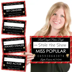 Big Dot of Happiness Red Carpet - Movie Night Party Mug Shots - Photo Booth Props Kit - 20 Count