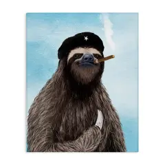 Stupell Industries Captain Sloth & Cigar Canvas Wall Art Design by Paula Belle Flores