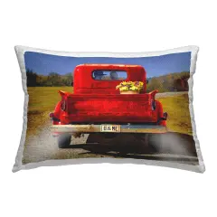 Cowboy in Red Truck Outdoor Printed Pillow Design by Michael Quackenbush, 14 x 7 x 20