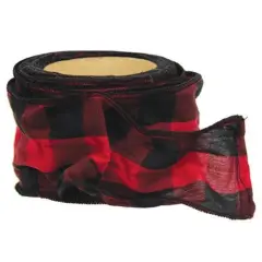 Synthetic Wired Buffalo Check Ribbon Red