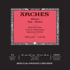 Arches Huile Cold Pressed Oil Pad 12"X16"- 140lb, 12 Sheets