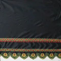 1 Yard Single Anthurium Embroidered Border Polyester Fabric, 56 Inches Width Yellow