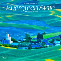 Evergreen State | Washington Places | 2026 12 x 24 Inch (Hanging) Monthly Square Wall Calendar | Plastic-Free