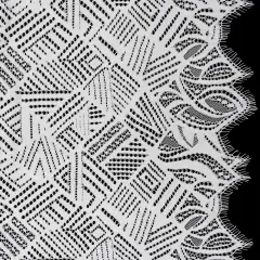 1 Yard Ivory Raschel Lace Fabric Geometry Leaves Organic Edge Sheer Nylon 54 Inch Width