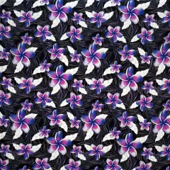 1 Yard Plumeria Flowers & Leaves Parallel Print Fabric Fabric 36" L x 45" W Blue/Pink