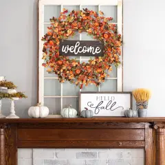 Fall Wreath 20'' Autumn Front Door (Orange)