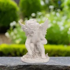Northlight Reaching Cherub Angel Outdoor Garden Statue - 12" Ivory