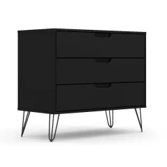 Modern Scandinavian MDF 3-Drawer Bedroom Dresser with Metal Legs Perfect for Any Room Black