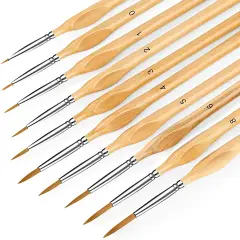 Miniature Paint Brushes, 10PC Fine Detail Paint Brush Set, Mini Small Painting Brushes for Art, Crafts, Acrylic, Watercolor, Oil, Model, Face, Warhammer 40k & Paint by Number, Citadel, Figurine-Wood