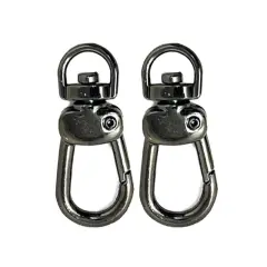 Swivel Hook Small Black Shiny Plated Side Push 1 Inch Long 3/8 Inch Loop