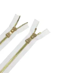Metal 8MM Two Way Separating Zipper White Brass