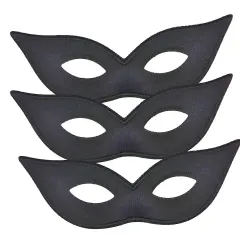 Satin Black Harlequin Mask One Size