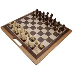 WE Games Folding Wood Travel Chess Set - 16 in. Board, 3 in. King