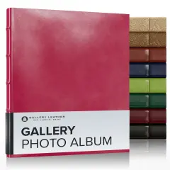Gallery Leather Photo Album 4x6-3 Ring Binder Photo Album, 60 Pages for 120 Photos, Fillable, Can Fit 8x10 and 5x7 Photos, Handcrafted - 11.75 x 10.5 " Acadia Wild Rose