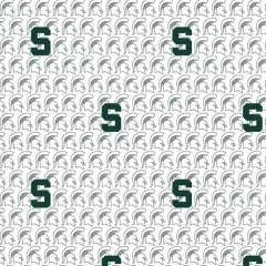 Licensed NCAA Michigan State White Block Letter MIST-1328 Cotton Fabric by the Yard