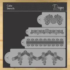 Chelsea Cake Stencil Set | C855 by Designer Stencils | Cake Decorating Tools | Baking Stencils for Royal Icing, Airbrush, Dusting Powder | Reusable Plastic Food Grade Stencil for Cakes | Easy to Use & Clean Cake Stencil