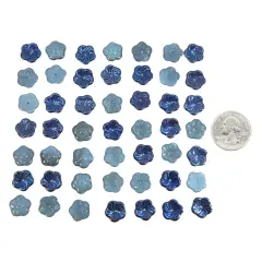 12mm Flat Pinwheel Flower Beads in Milky Aqua and Blue Iris Apx 25 Beads GB-PWF03