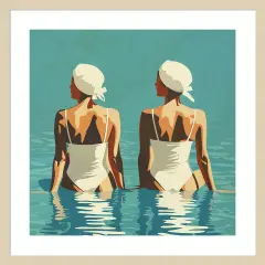 Two Friends At The Beach by Layla Oz Wood Framed Wall Art Print