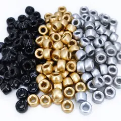 600PCS 6x9mm Pony Beads Bulk, Silver and Gold Pony Beads for Bracelets Making Kit, Kandi Beads, Hair Beads for Braids, Craft Beads for Jewelry Making (Gold)