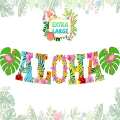 Hawaiian Aloha Party Decorations, Extrelarge Aloha Sign Banner Tropical Garland for Luau Party Decorations Hawaiian Party Supplies Tiki Summer Beach Pool Aloha Birthday Party Decor