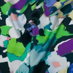 1 Yard Silk Charmeuse 16mm Abstract Print 53" Wide Teal & Purple Fabric for Evening Wear & Skirts