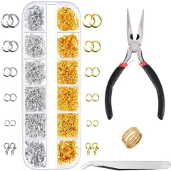 1200Pcs Open Jump Rings and Lobster Clasps Jewelry Findings Kit (Silver and Gold)