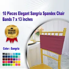 10 Pieces Elegant Sangria Spandex Chair Bands 7 x 13 Inches