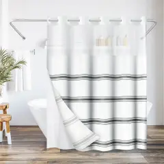 Americanflat 72x75 Hookless Shower Curtain - Water-Resistant Shower Curtain with Sheer Panel, Snap-In Liner, and Grommets - 100% Polyester