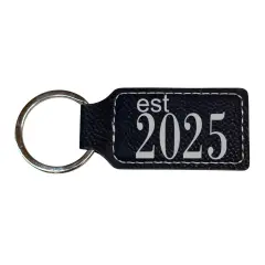 Keychain - Rectangle -Est 2025 - Leather Black/Silver