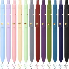 Colored Pens, 12 Pack Colorful Gel Pens, Medium Point 0.7mm, Smooth Writing Journaling Supplies Multicolor Ballpoint for Journaling, Drawing, Doodling, and Note Taking(12PCS Aesthetic+Vintage)