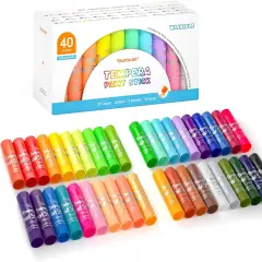 Tempera Paint Sticks,40 Colors Solid Tempera Paint for Kids, Super Quick-drying, Washable, Works Great on Paper Wood Glass Ceramic Canvas