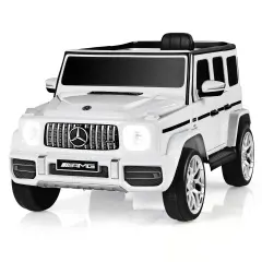 Steel Mercedes-Benz G63 Ride-On Car with Remote, Music and 2 Seats White