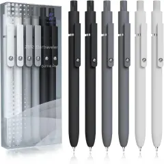 Gel Pens,6 Pcs 0.5mm Fine Point Black Ink Pens With Smooth Writing,Quick Dry Pens For Journaling,Nurse Aesthetic Pen,Office School Supplies for Men Women Student(Black Gray White)
