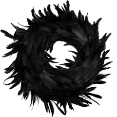 13.5" Black Natural Feathers Wreath for Halloween Decorations
