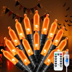 100 LED 39 FT Halloween Decorations Orange Lights Indoor