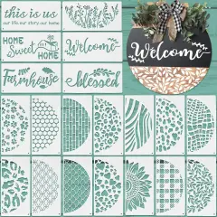 20 Pcs Welcome Stencils for Painting on Wood 11.81 x 5.91'' (Classic)