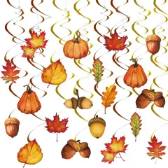 32Pcs Fall Hanging Swirl - Pumpkin, Maple Leaf, and Pinecone