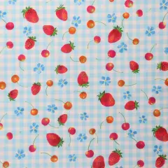 Mook Fabrics Strawberry Printed PUL Fabric [60 in. Wide] Blue - By The Yard