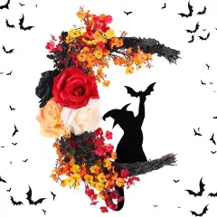 Halloween Wreaths for Front Door Moon Black