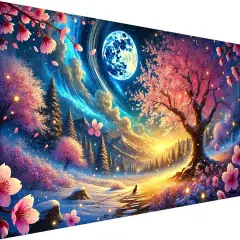 DIY Moon and Tree Theme Diamond Painting Kit 27.5 X 15.7inch