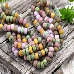 33/0 Aged Matte Rosaline Striped Picasso Seed Bead Mix (9" Strand)